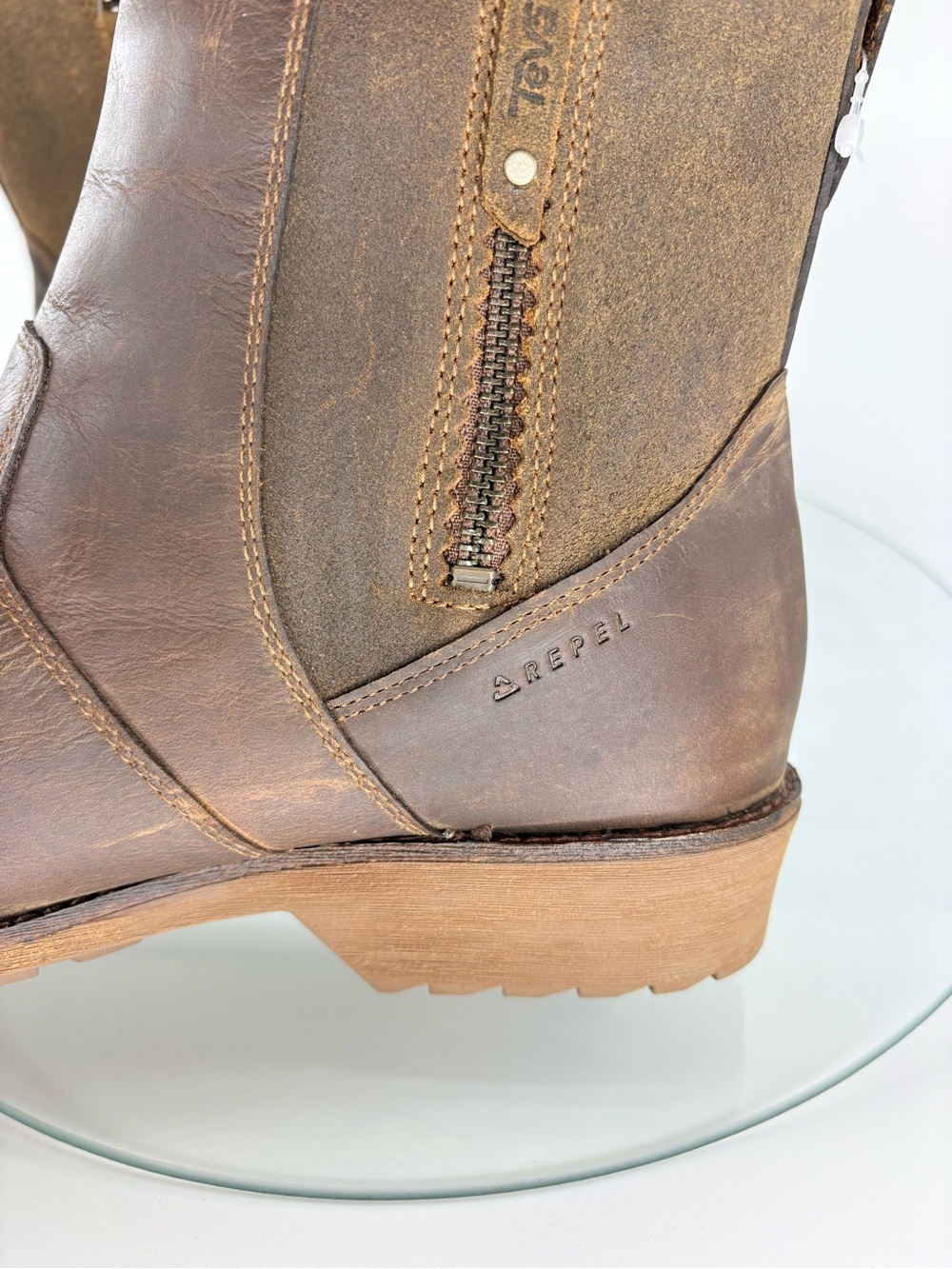 Teva Ellery Waterproof Leather Ankle Boots Women’s 10 Brown Side Zip - Picture 6 of 9